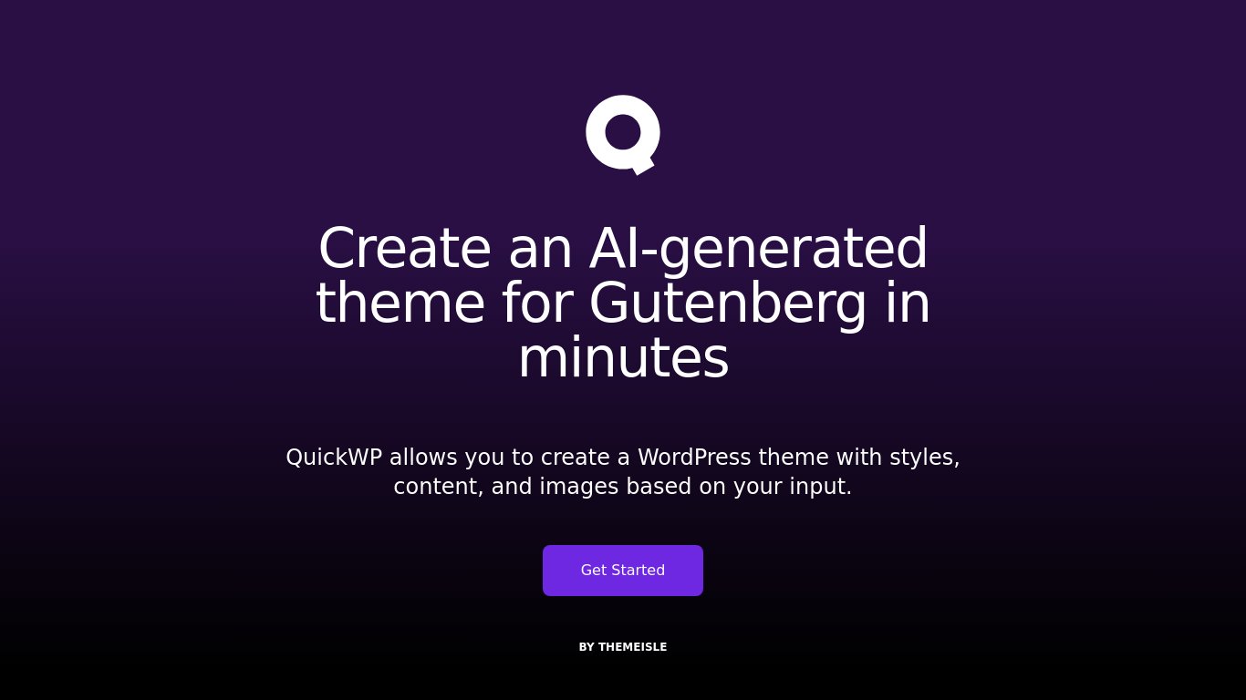 QuickWP Landing page