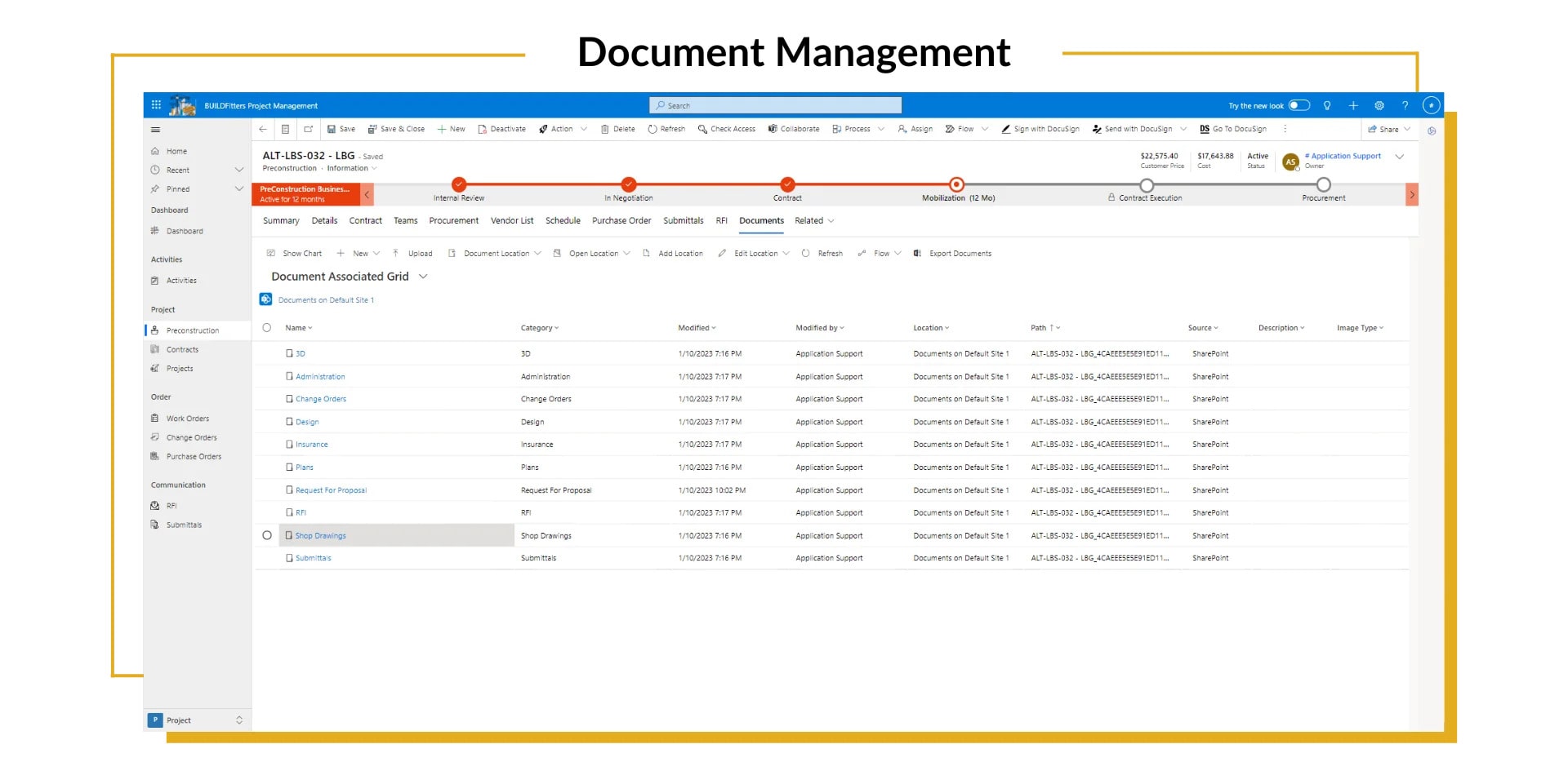 BUILDFitters BUILDFitters advanced workflows streamline document generation, sharing, and management. Covering everything from contracts, submittals, bids, change orders, RFIs, RFPs, and more, BUILDFitters has document management covered across the construction project’s lifecycle. 