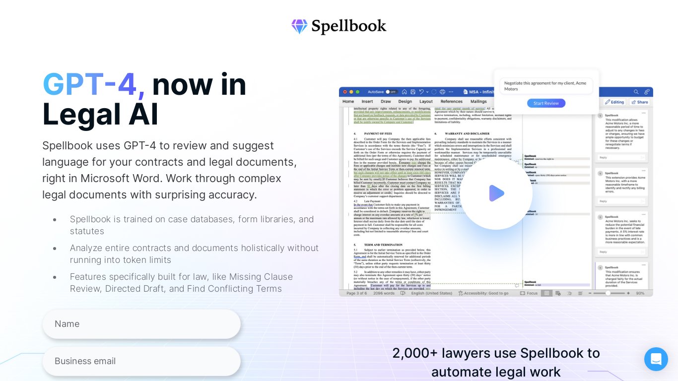 Spellbook Landing page