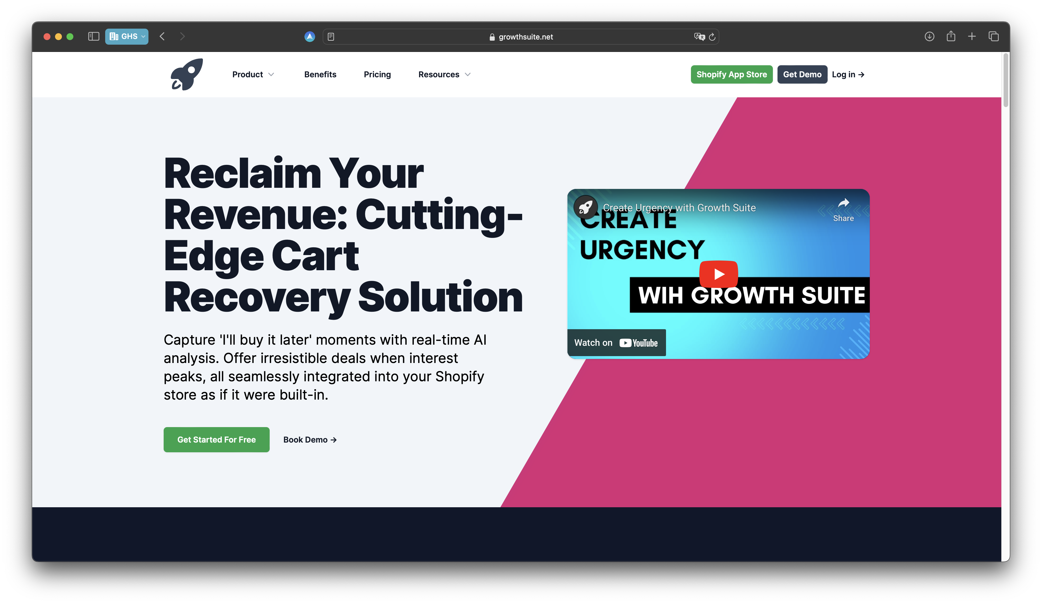 Growth Suite Landing Page
