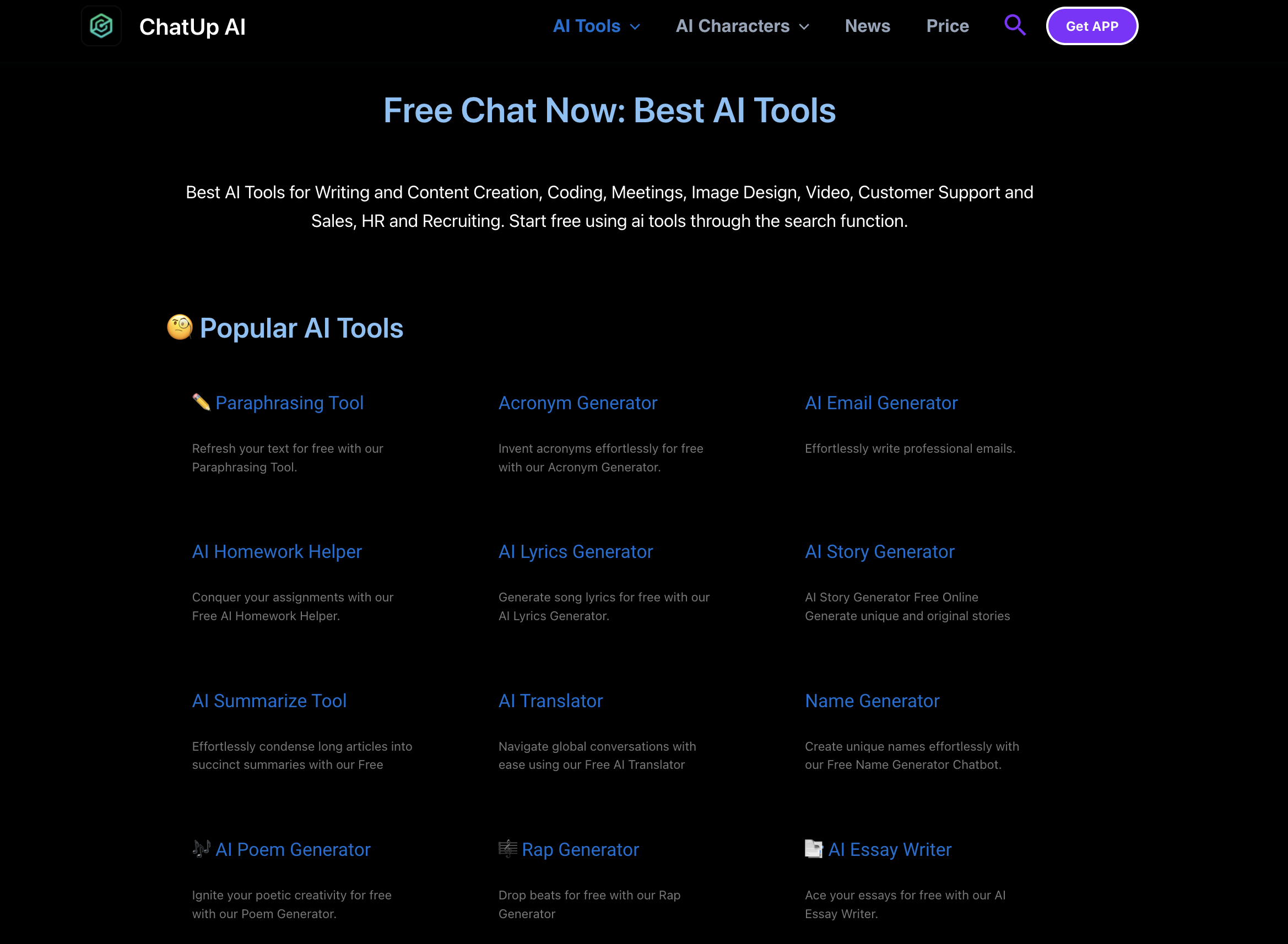 ChatUp AI Free AI Tools