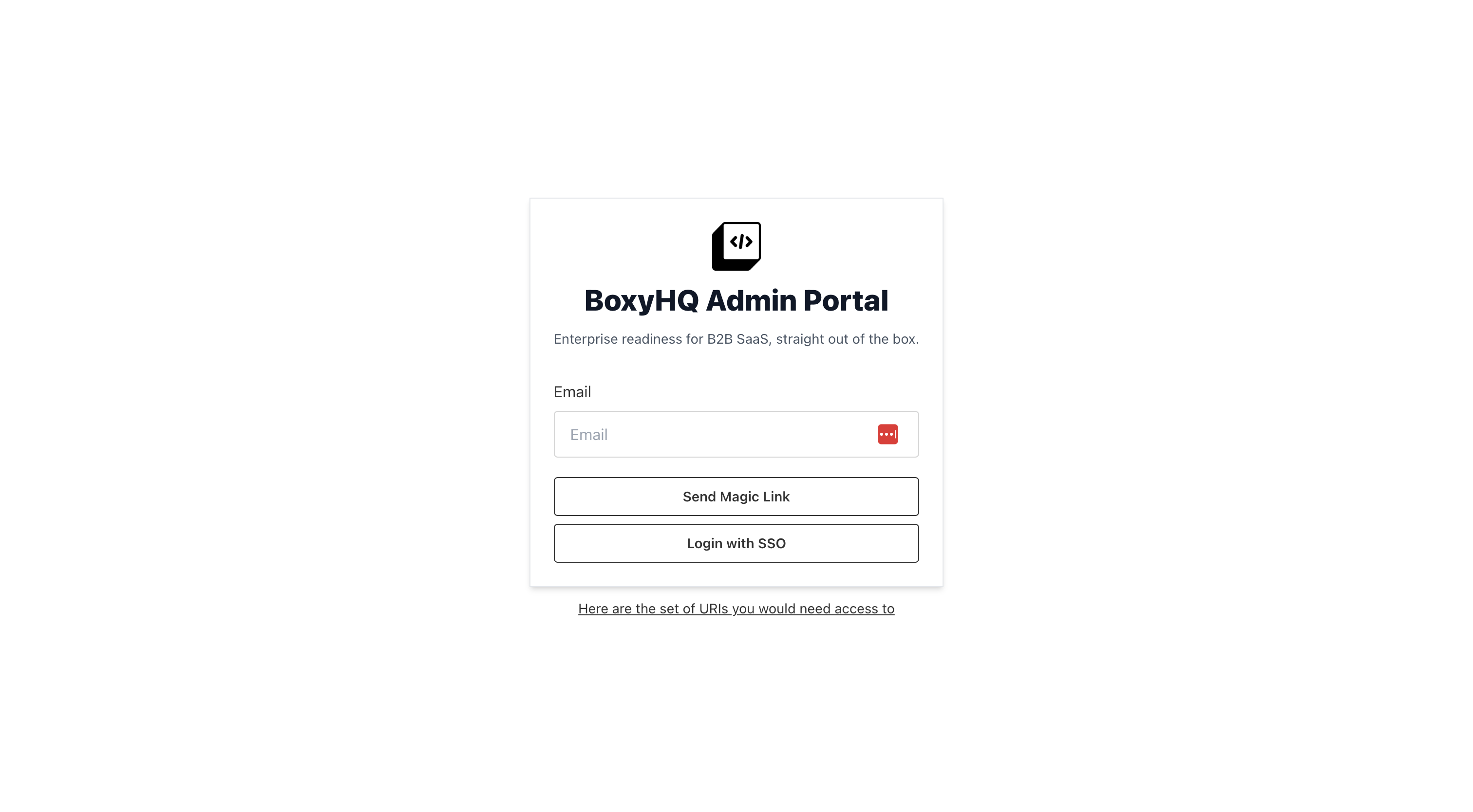 BoxyHQ Admin Portal Login - BoxyHQ