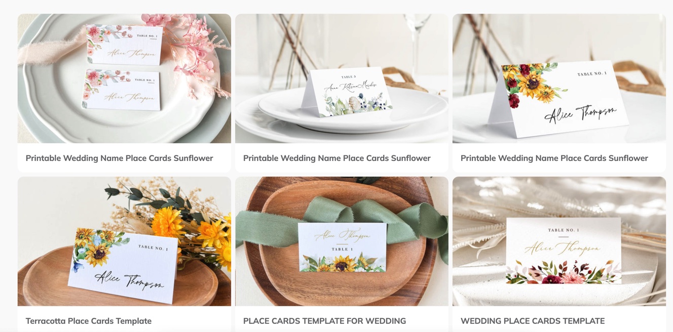 Placecard.us place card templates show