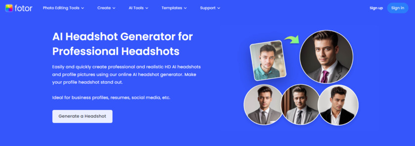 Fotor AI Headshot Generator Landing Page