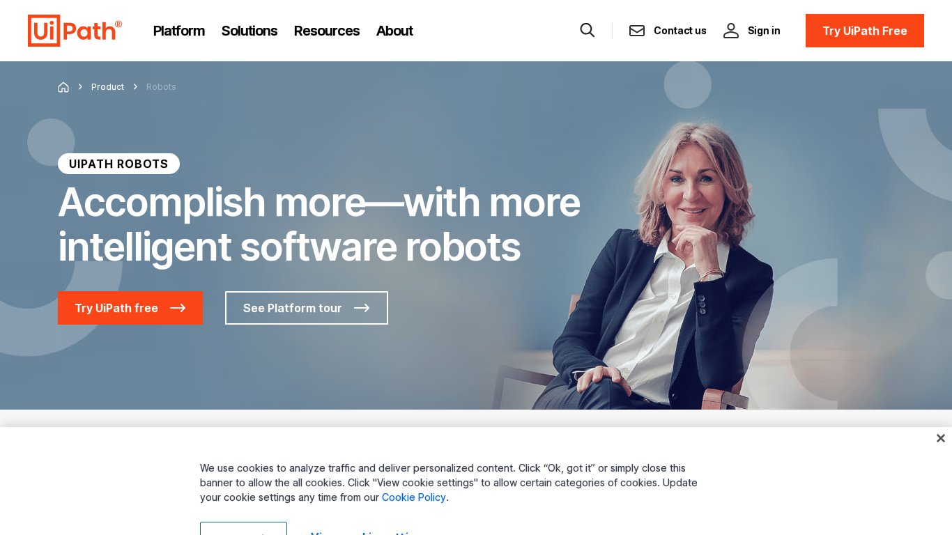 UiPath Robots Landing page