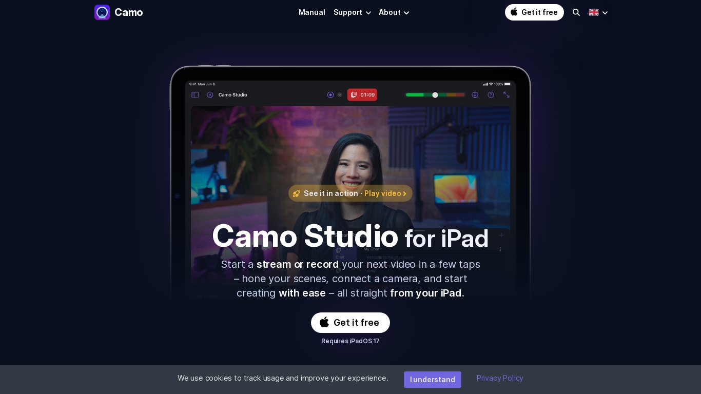 Camo Studio Landing page