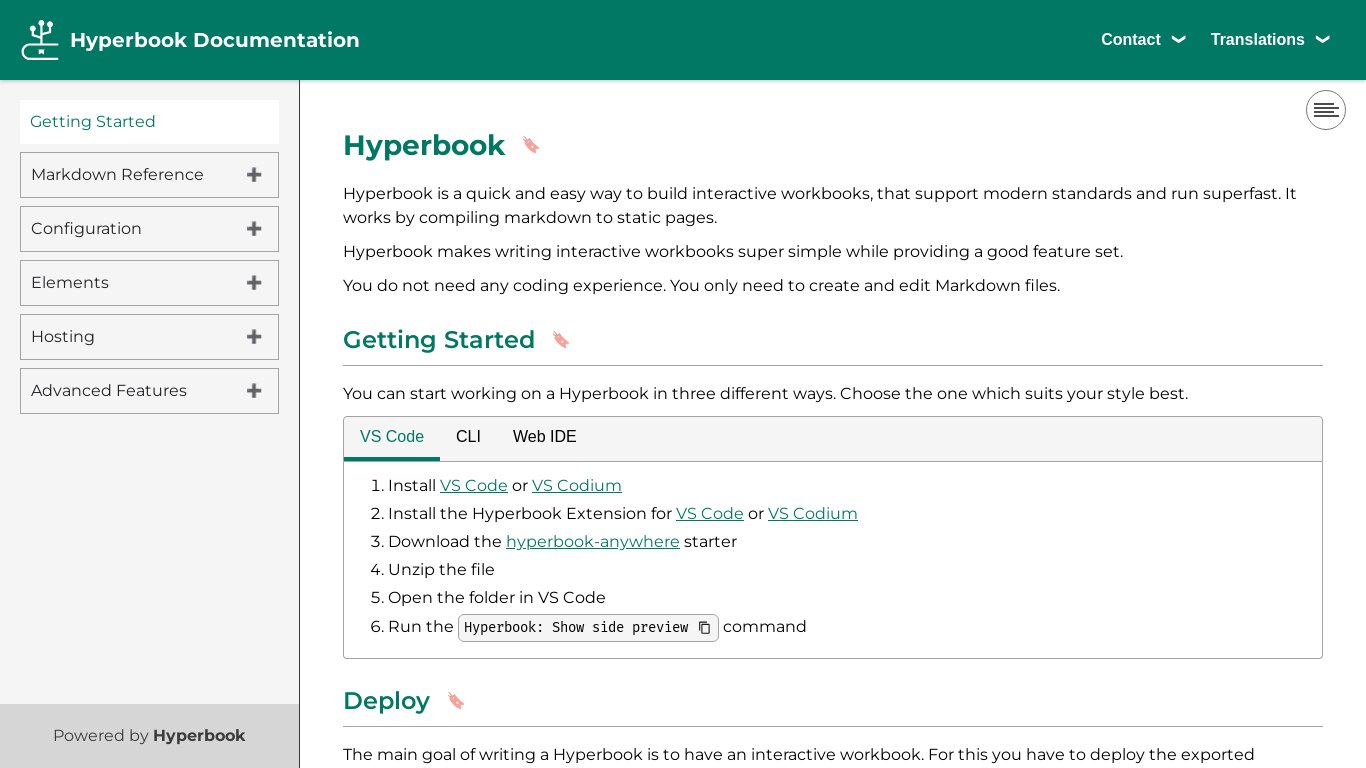 Hyperbook Landing page