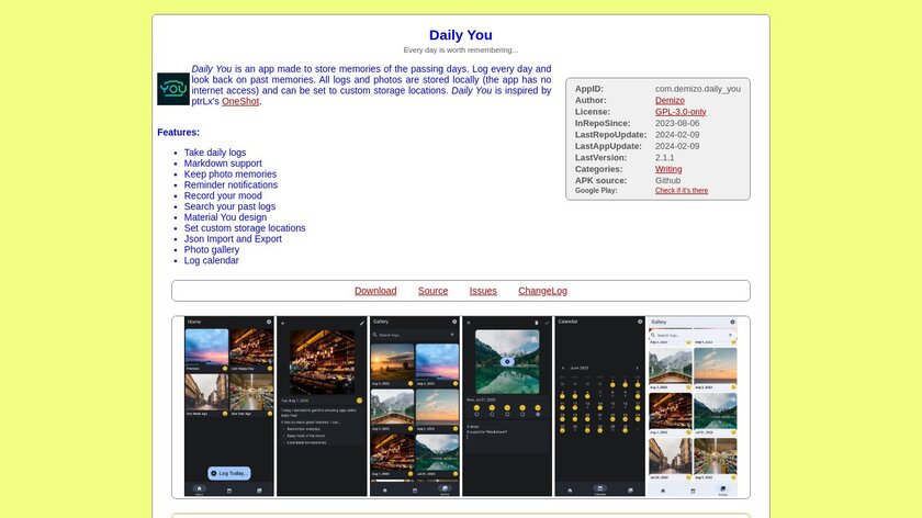 Daily You Landing Page