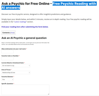Ask an AI Psychic image