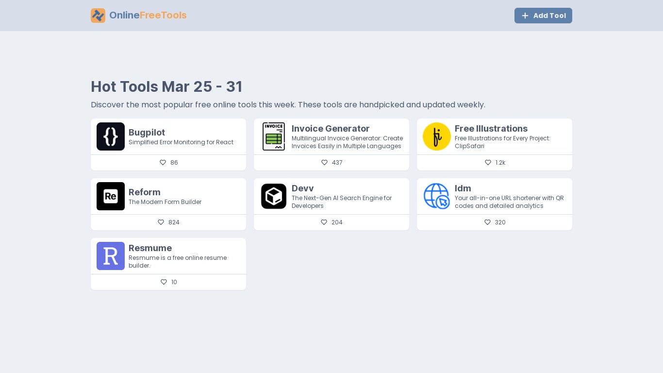 OnlineFree.Tools Landing page