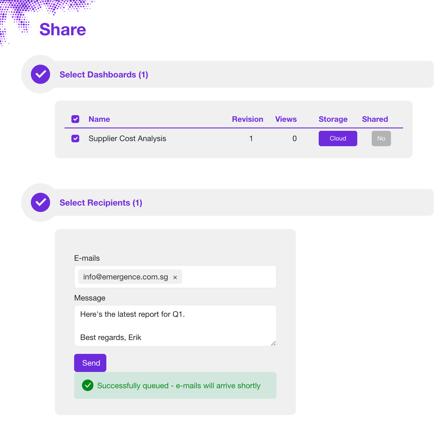Sprucely.io Share dashboard and insights easily
