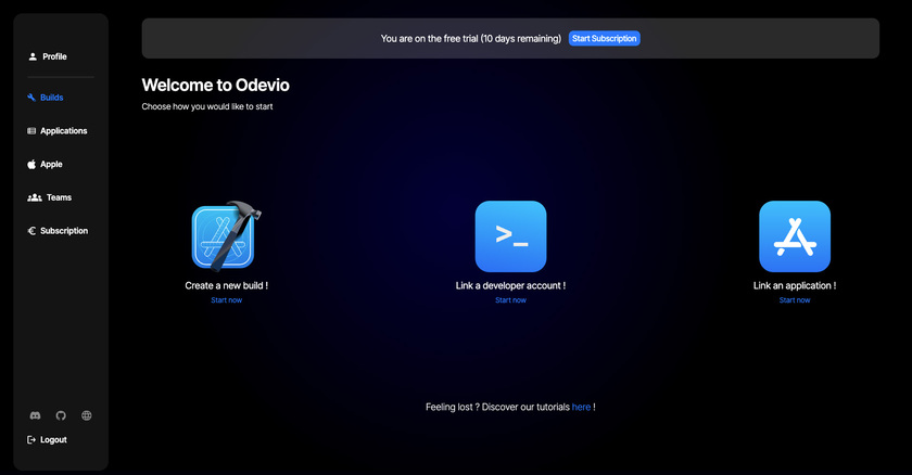 Odevio Landing Page