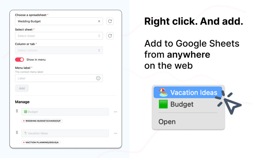Add to Sheets Landing Page