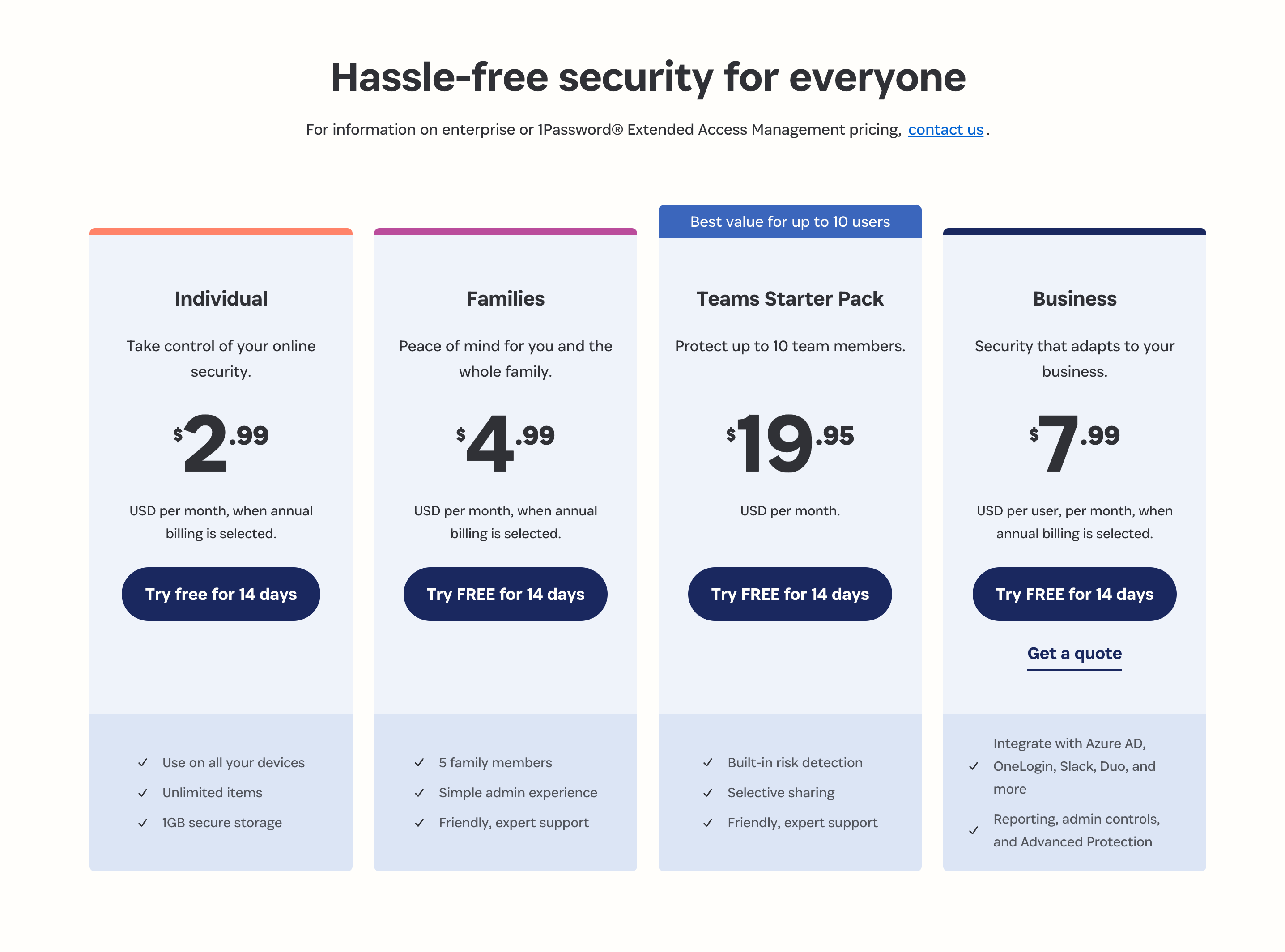 1Password Pricing