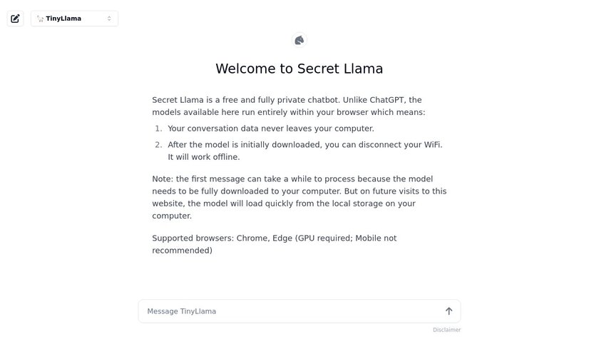 Secret Llama Landing Page