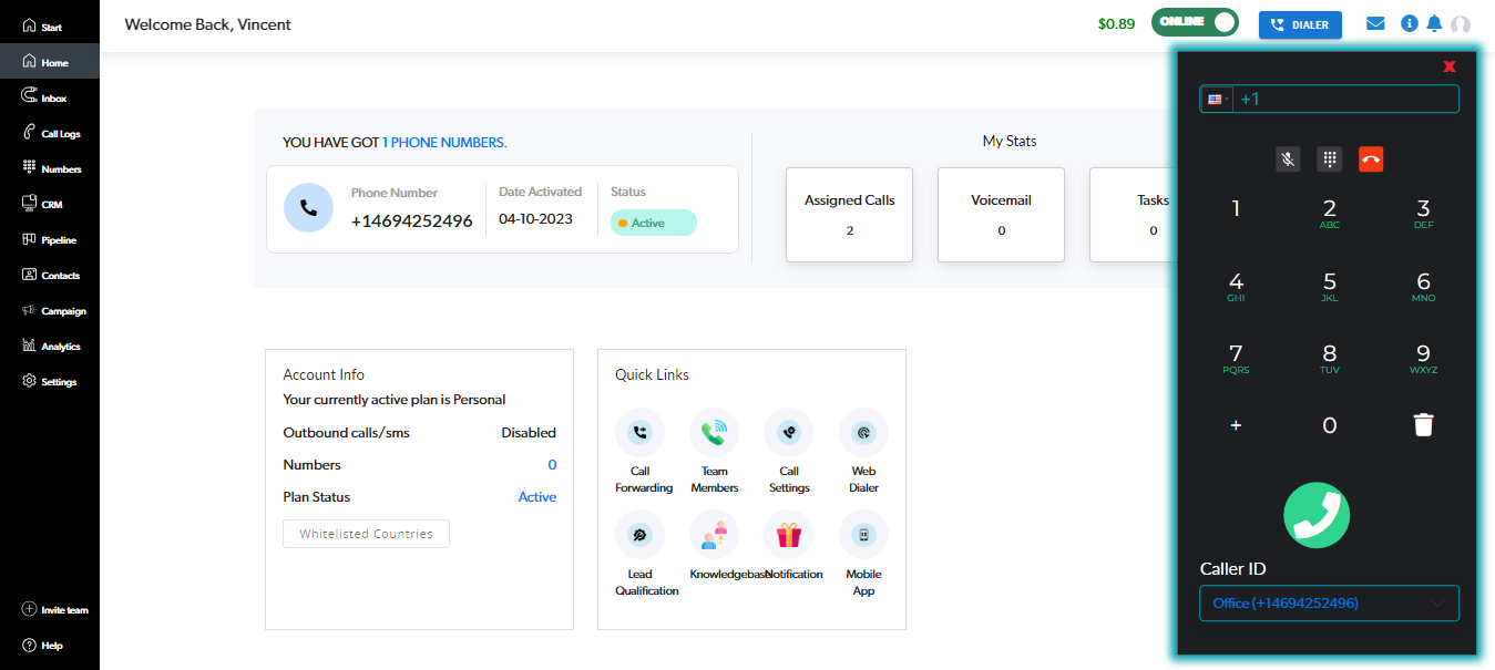 LimePhone.io Desktop Dashboard and Dialer