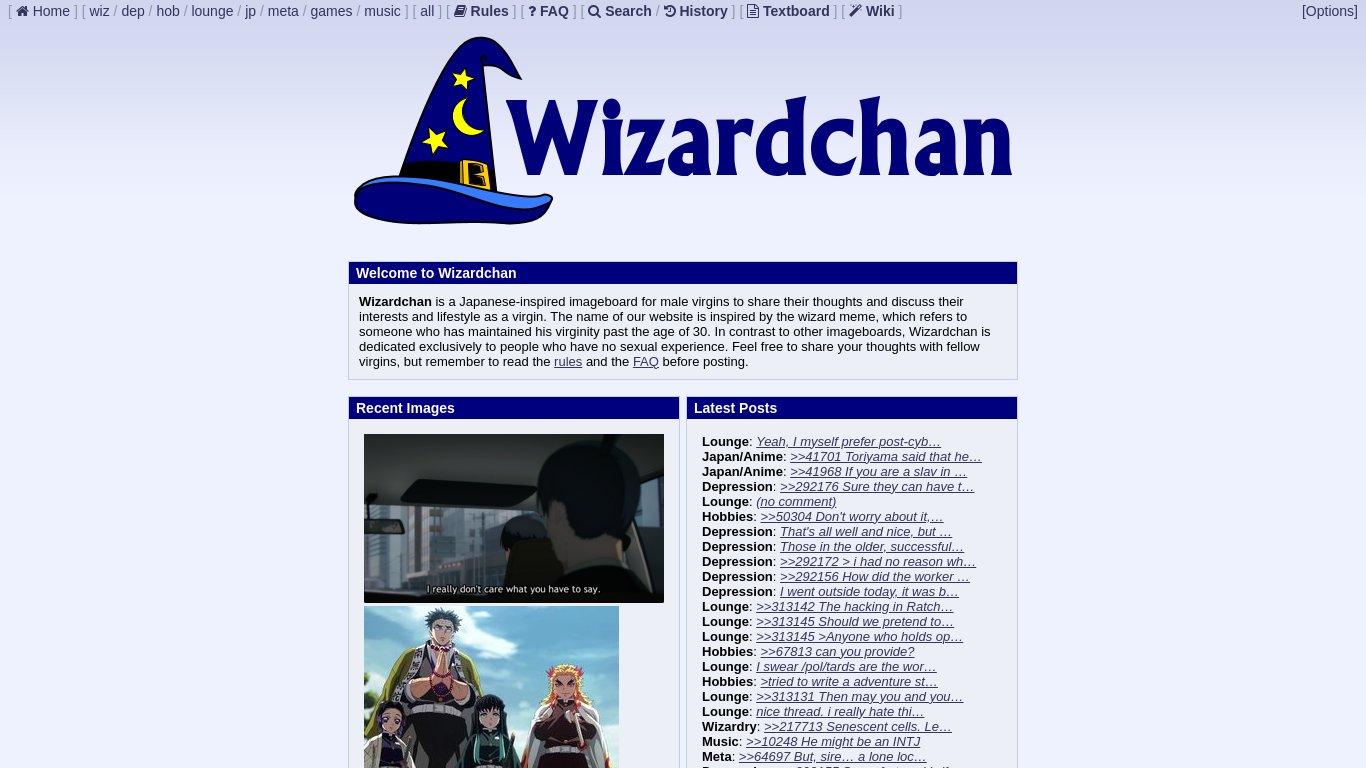 Wizardchan Landing page