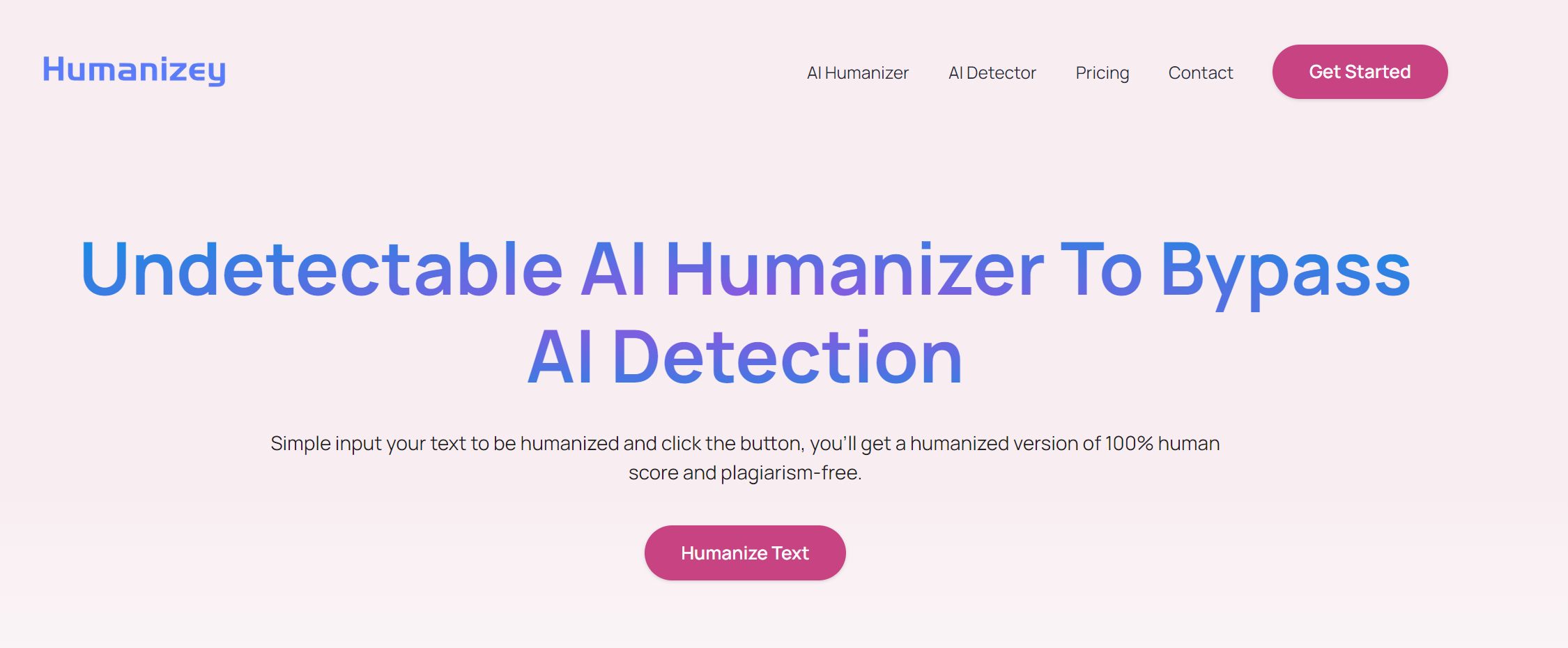 Humanizey AI homepage of Humanizey