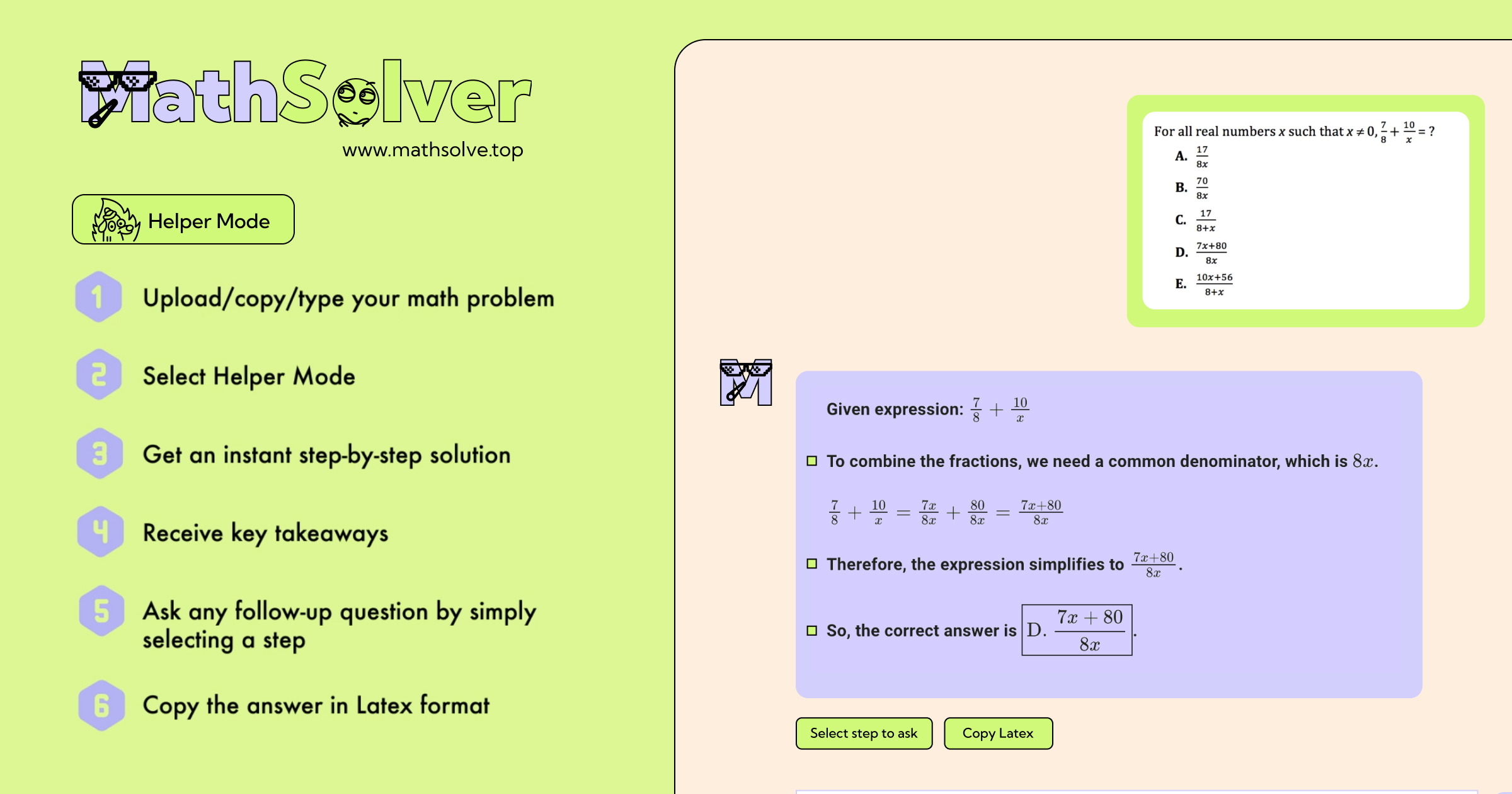 MathSolver.top Product - Helper Mode