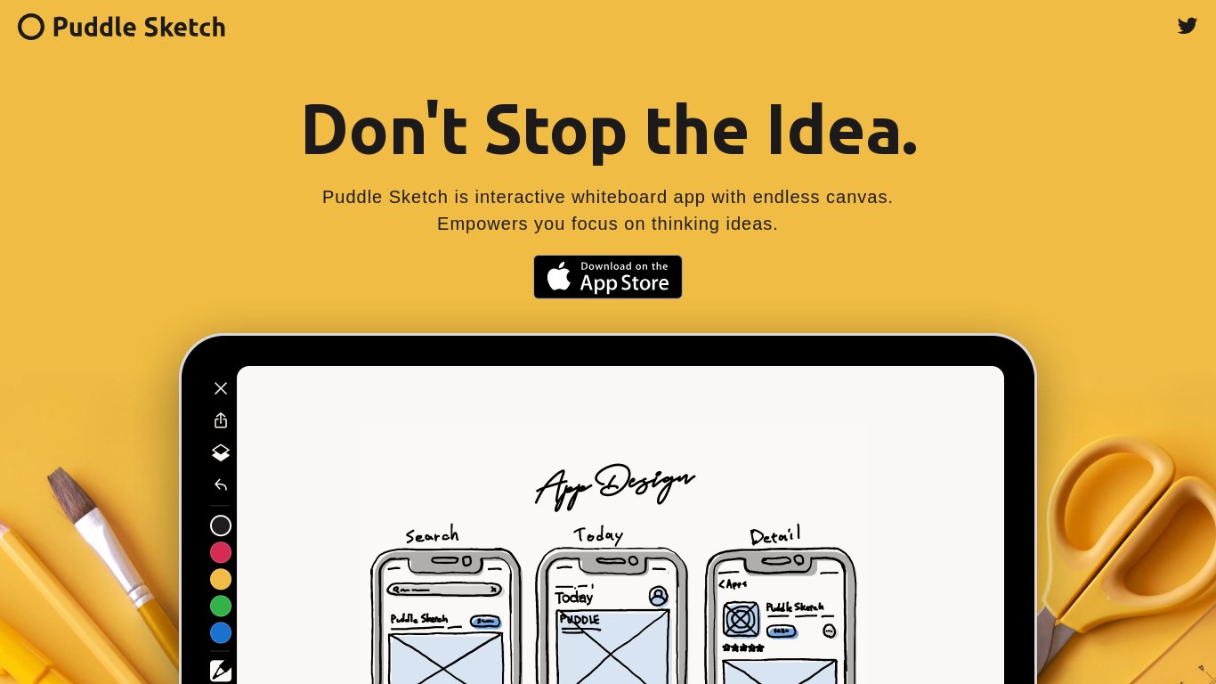 Puddle Sketch Landing page
