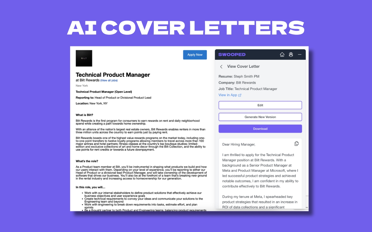 Swooped.co AI Cover Letter Generator