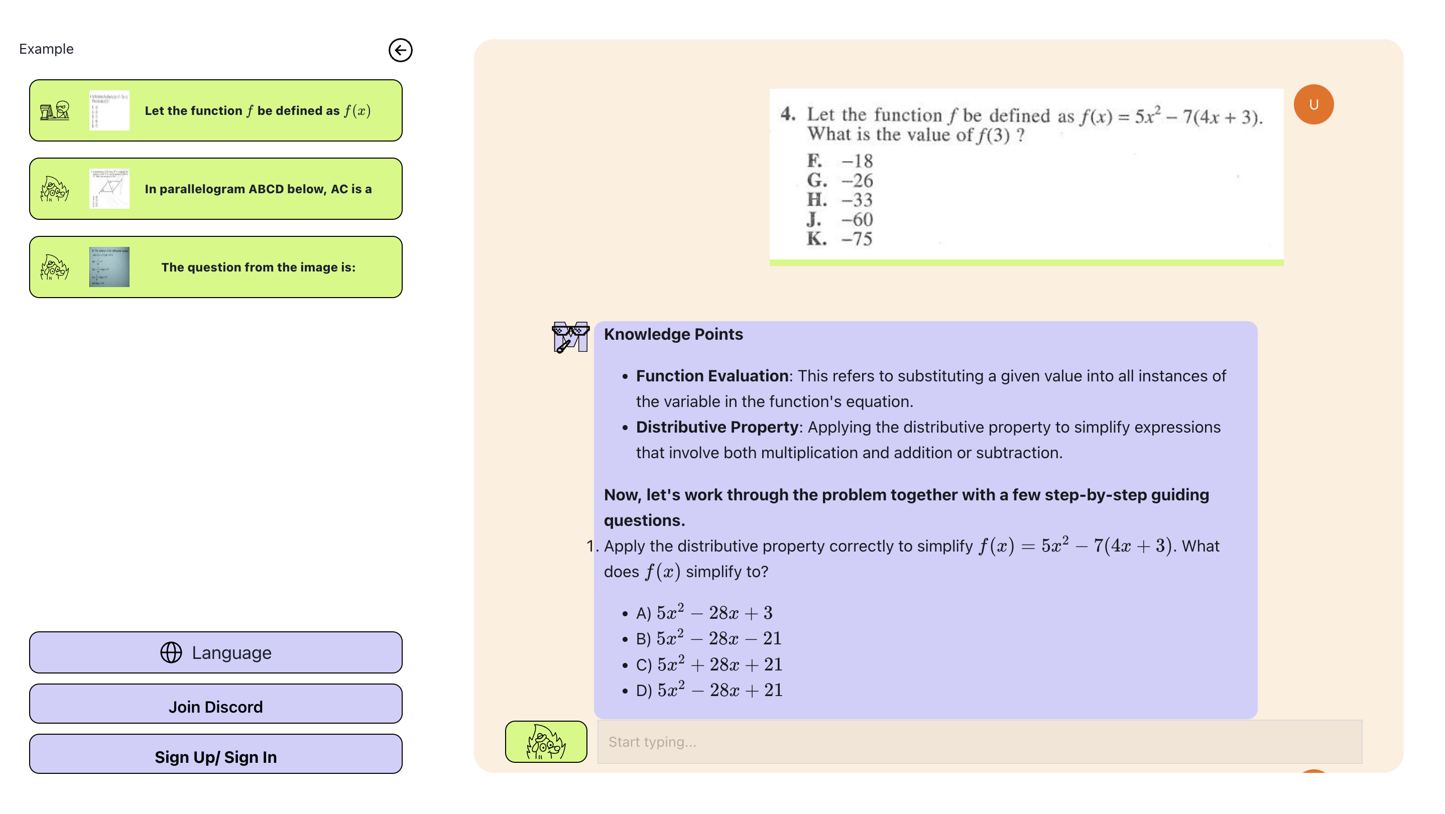 MathSolver.top Product - Example Questions