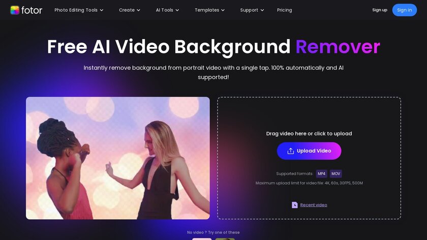 Fotor Video Background Remover Landing Page