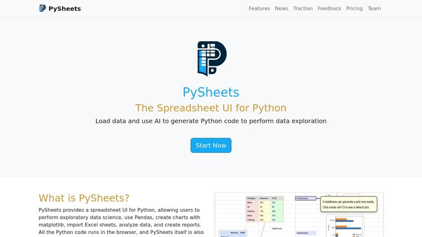 PySheets Landing Page