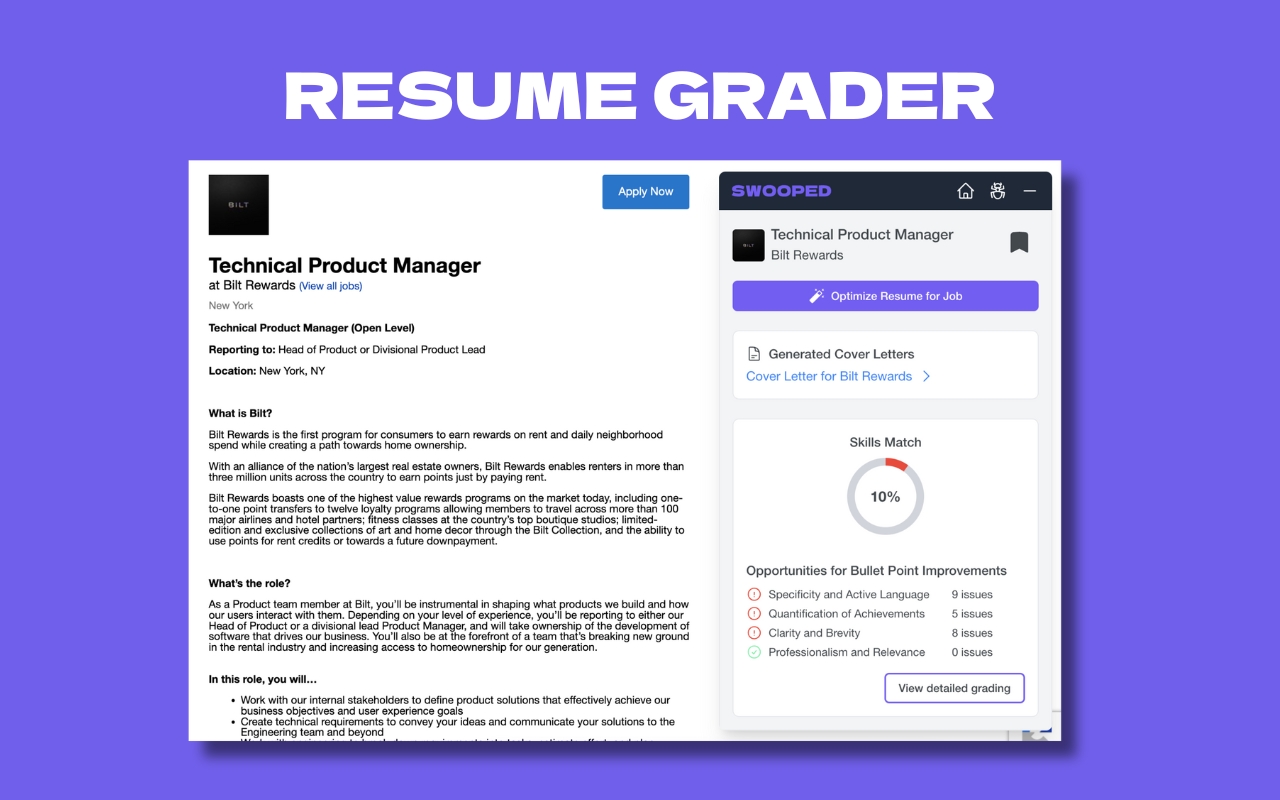 Swooped.co Resume Grader