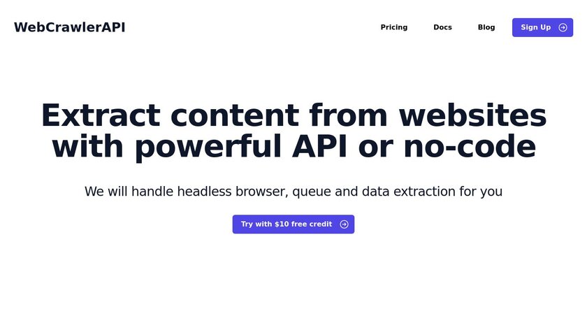 Webcrawler API Landing Page