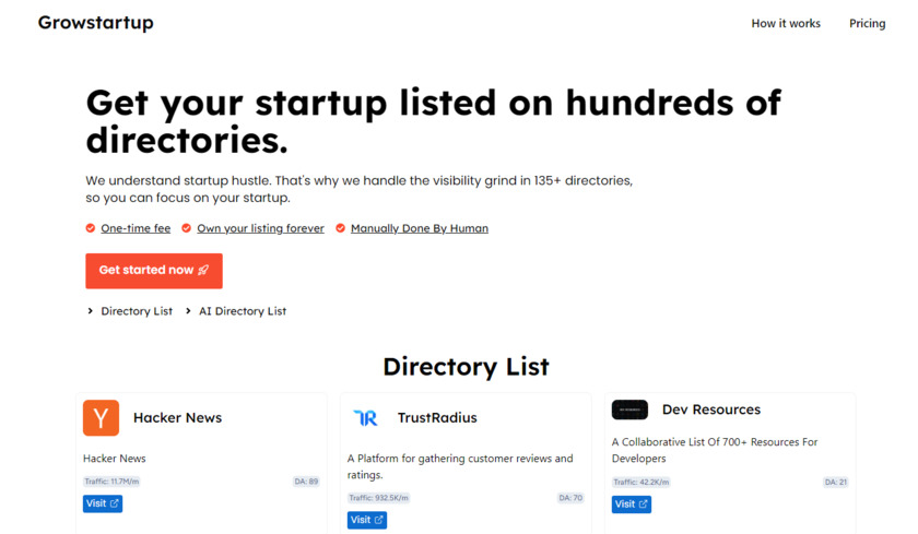 Growstartup.co Landing Page