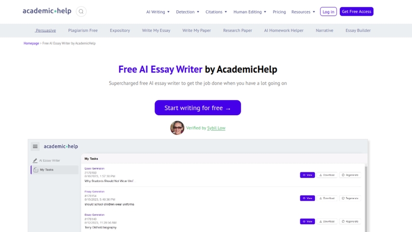 AcademicHelp AI Essay Writer Landing Page