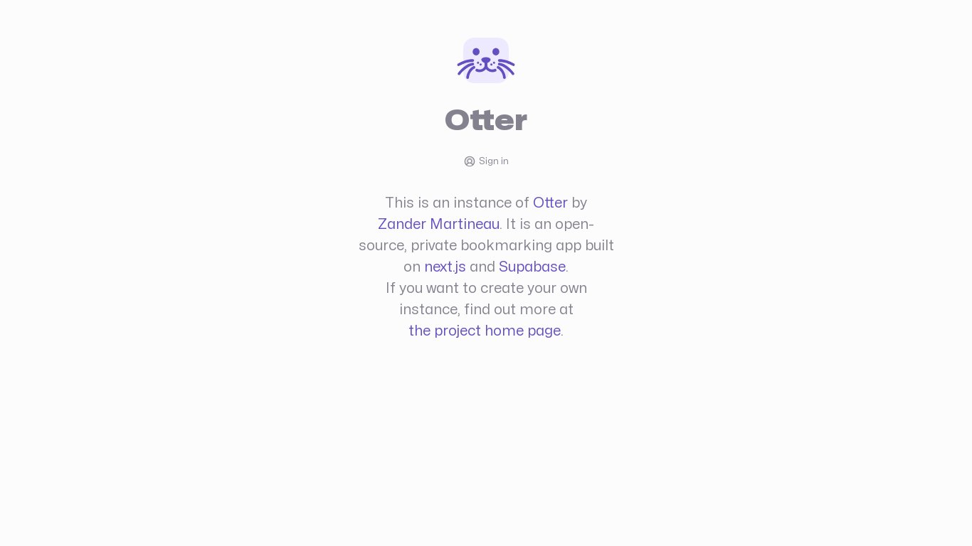 Otter - Bookmark Manager Landing page