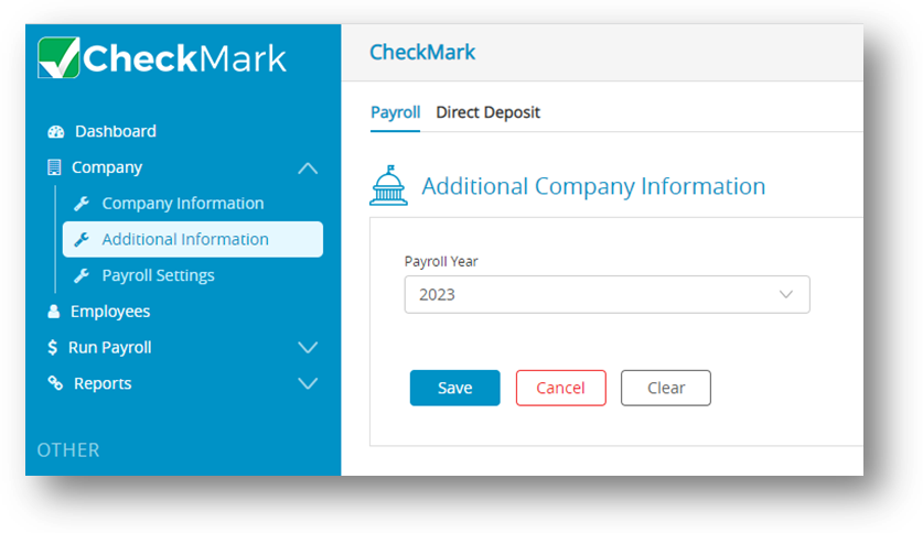 CheckMark Online Payroll Setting up the Payroll Year