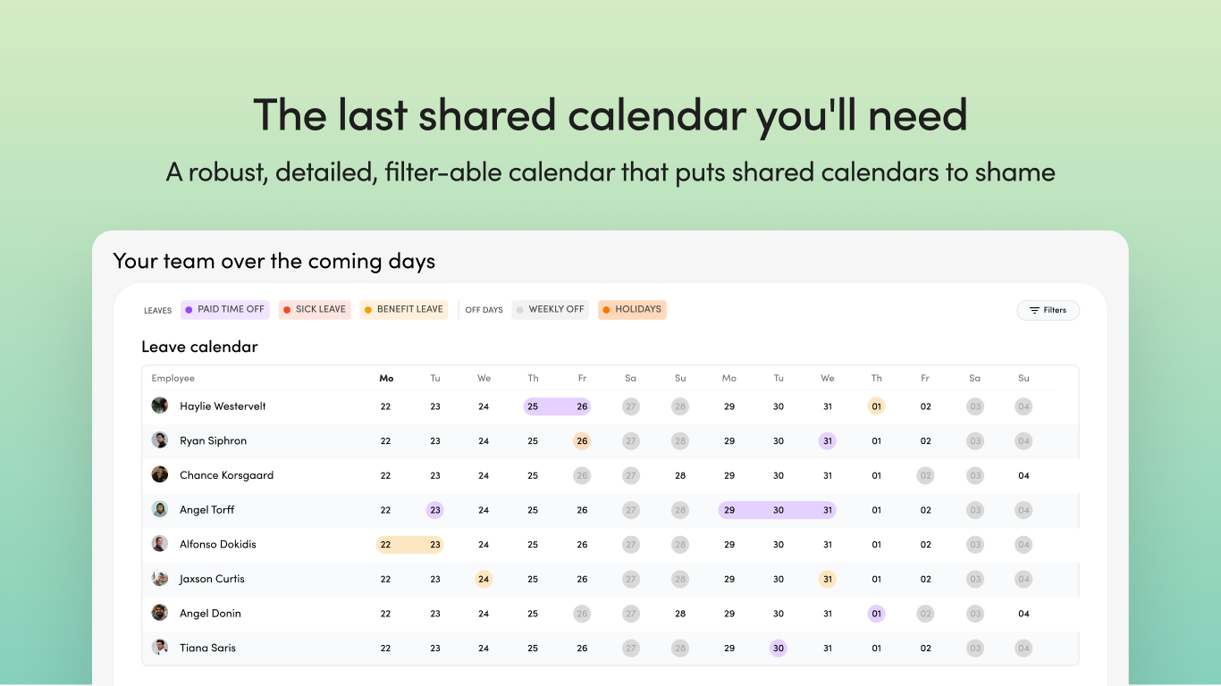 PTOZEN The last shared calendar you'll need