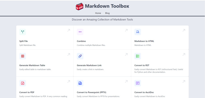 Markdown Toolbox Landing Page