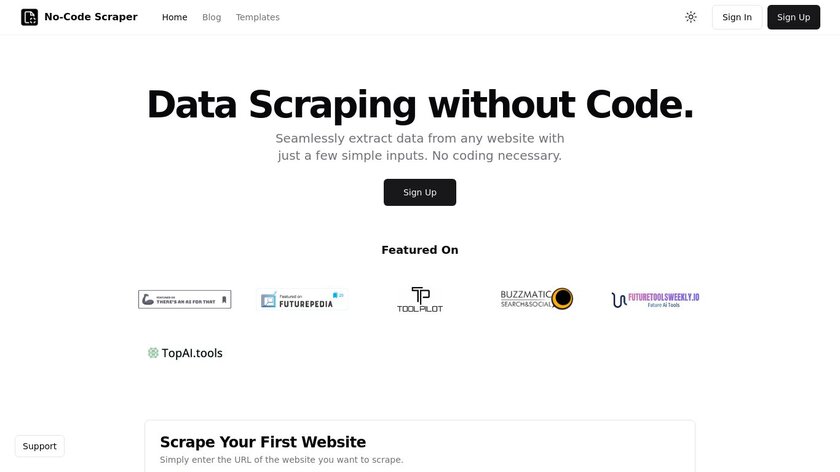No-Code Scraper Landing Page