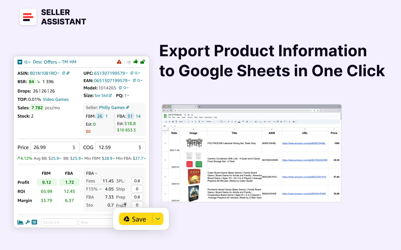 Seller Assistant App Export Product Information to Google Sheets in One Click