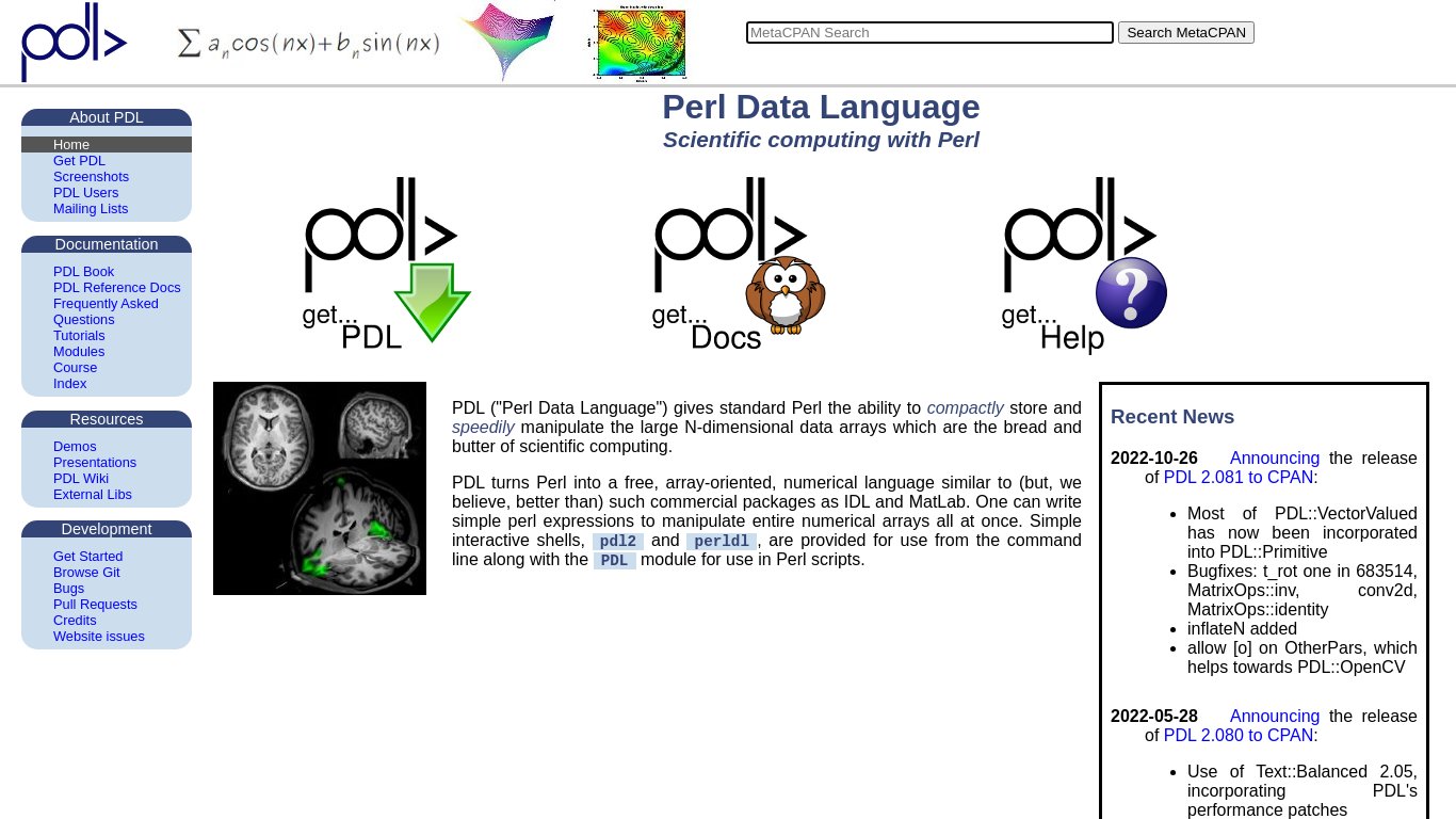 Perl Data Language Landing page