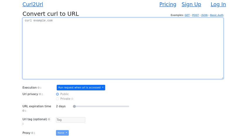 Curl2Url Landing Page