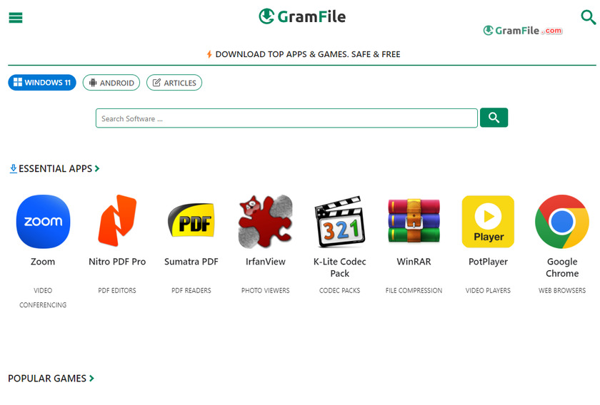 GramFile Landing Page