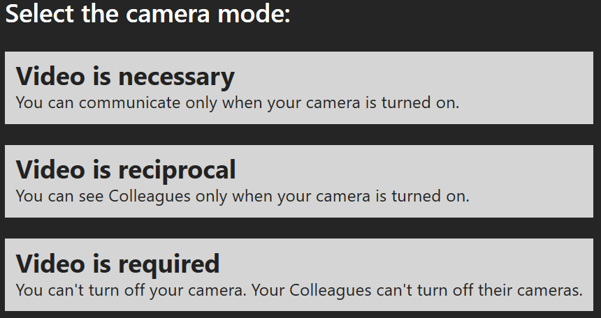 MeetingGlass Camera modes