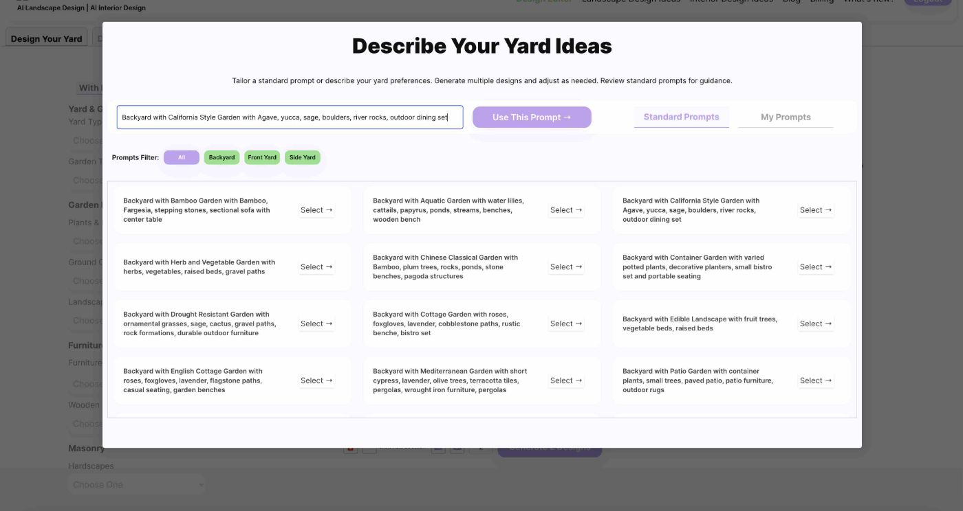 DreamzAR App Describe Landscaping Ideas In Simple English Text Prompt