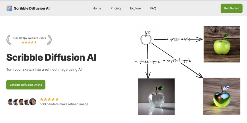 Scribble Diffusion AI Landing Page