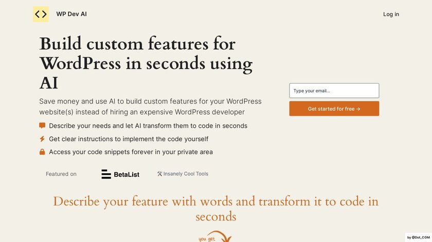 WP Dev AI Landing Page