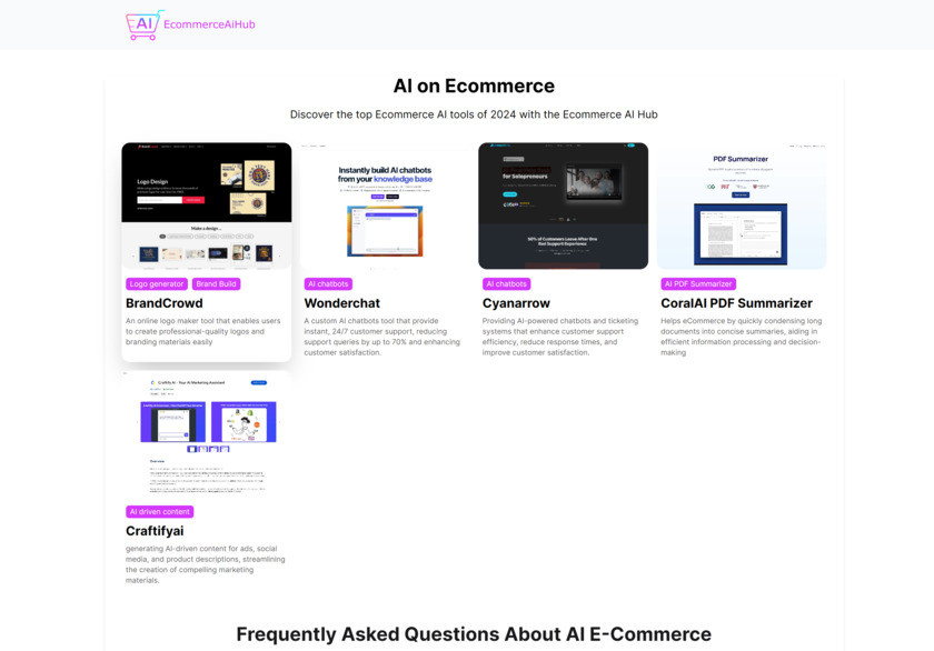 Ecommerce AI Hub Homepage