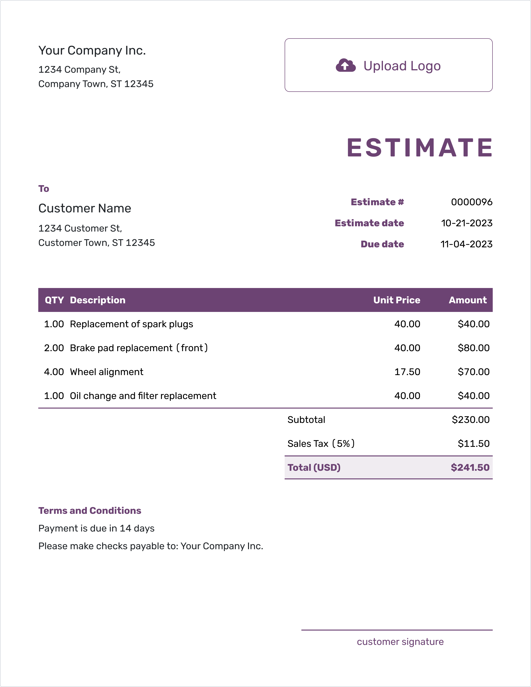 docelf.com estimate template