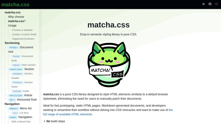 matcha.css Landing Page
