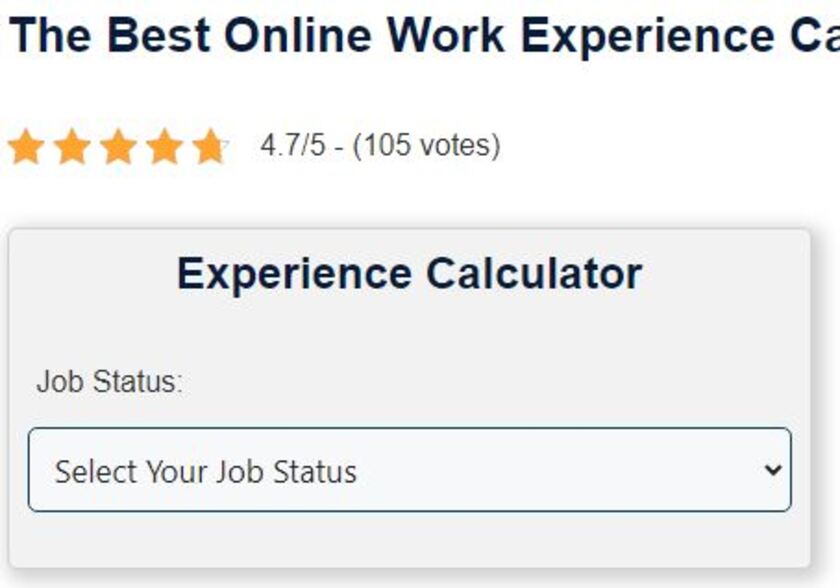 Experience Calculator Landing Page