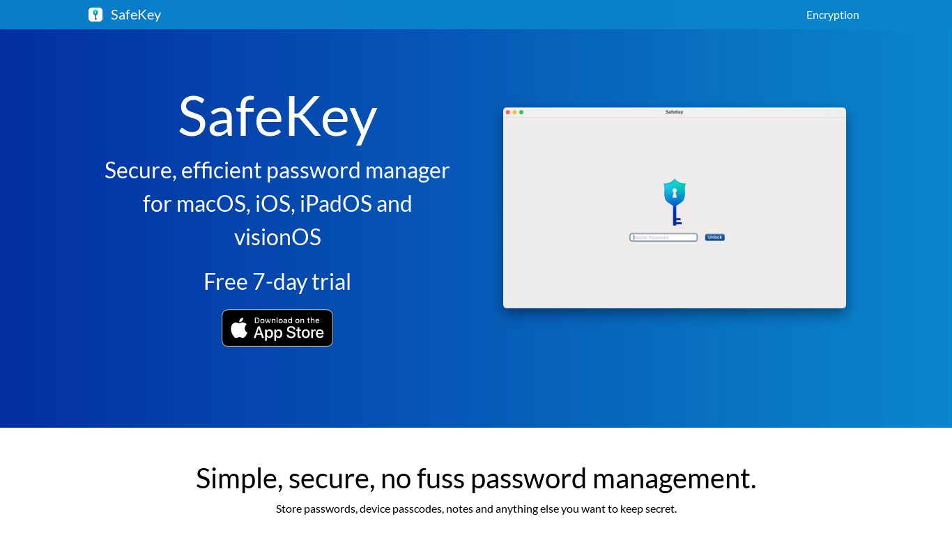 SafeKey Landing page